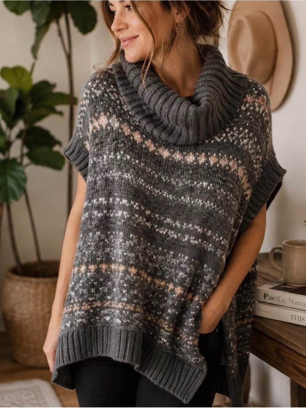 NWT Free People Snow Bunny Fair Isle Cowl Neck Sweater | Large